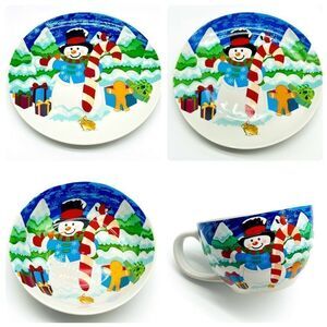 NIB Snowman Christmas 4-pc Dinner Set #2